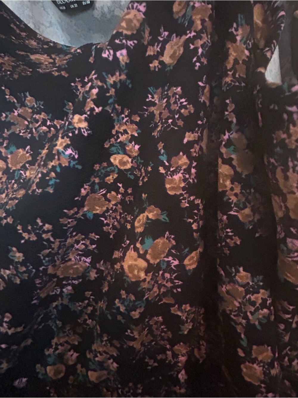 BloomChic Black Floral Midi Pinafore Dress with Brown and rose Accents - Picture 4 of 9